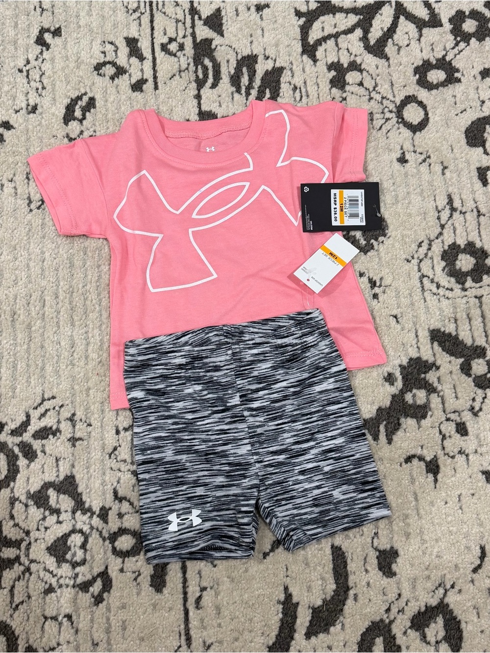 Toddler Under Armour Pink Tee with Gray Heather Athletic Shorts